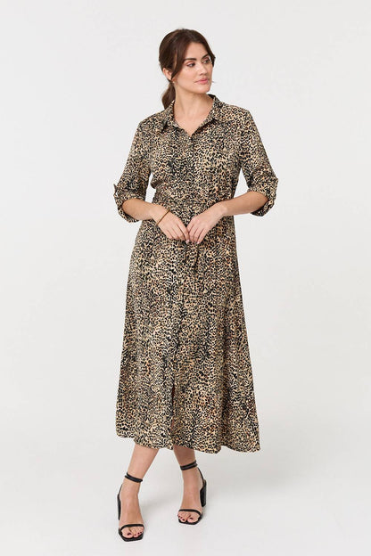 LEOPARD PRINT TIE WAIST DRESS [PK-8]