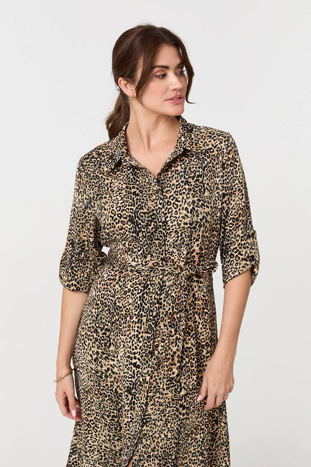 LEOPARD PRINT TIE WAIST DRESS [PK-8]