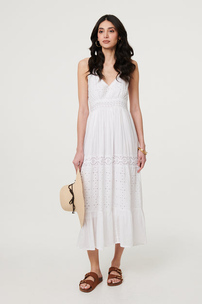EMBROIDERY ANGLAISE SLEEVELESS MAXI DRESS [PK-8]