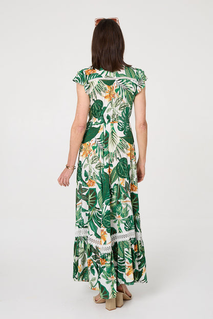 TROPICAL PRINT DRESS IN GREEN [PK-9]