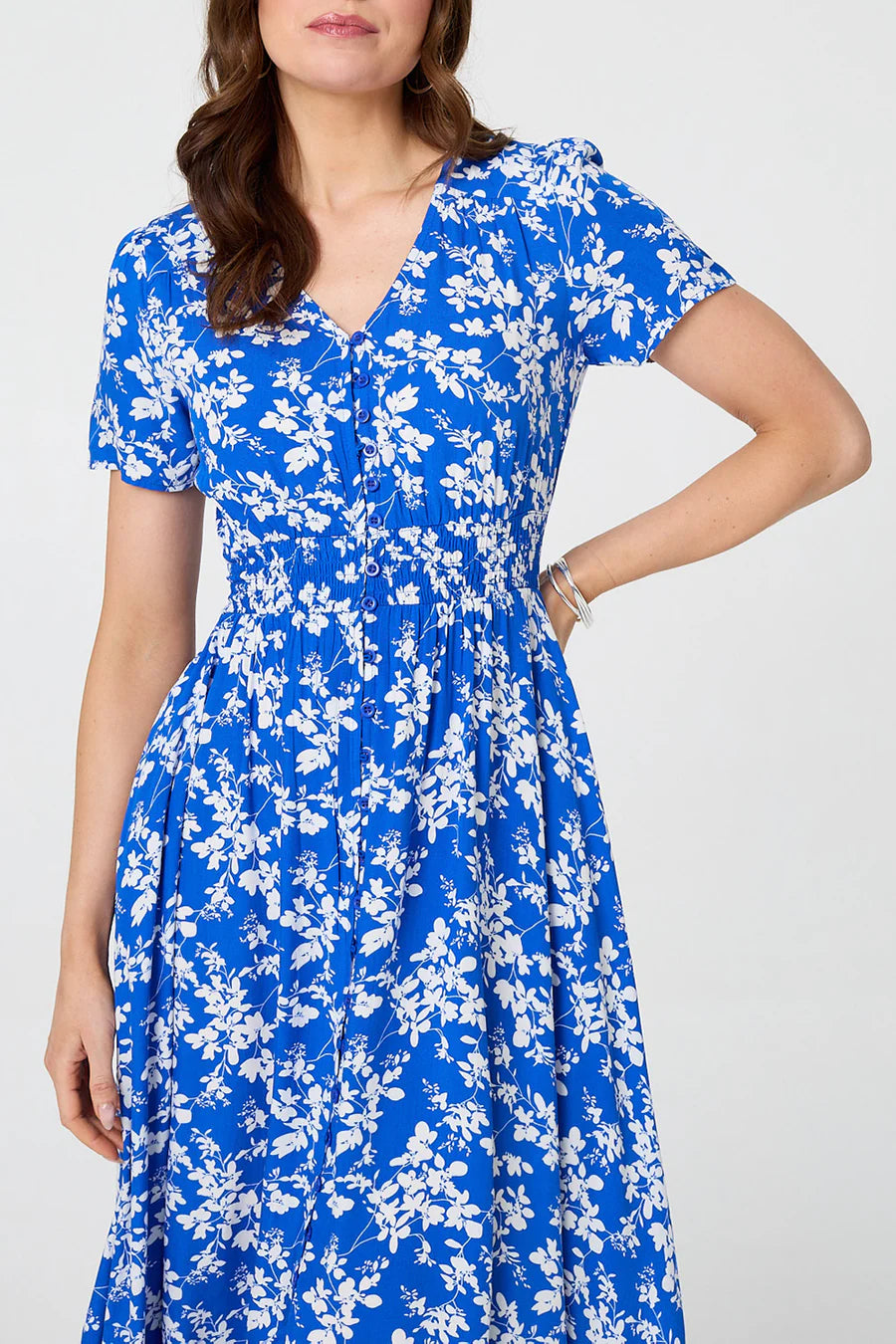 Ditsy Floral Short Sleeve Maxi Dress in BLUE [PK-8]