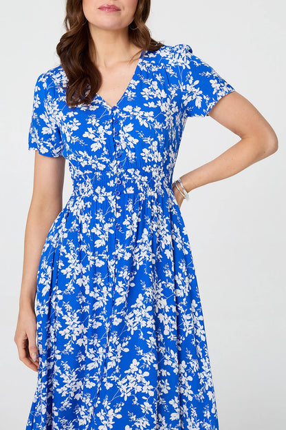 Ditsy Floral Short Sleeve Maxi Dress in BLUE [PK-8]