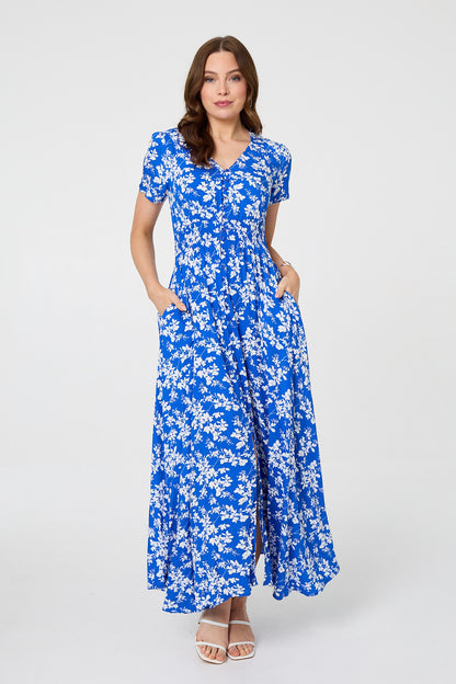 Ditsy Floral Short Sleeve Maxi Dress in BLUE [PK-8]