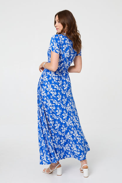 Ditsy Floral Short Sleeve Maxi Dress in BLUE [PK-8]