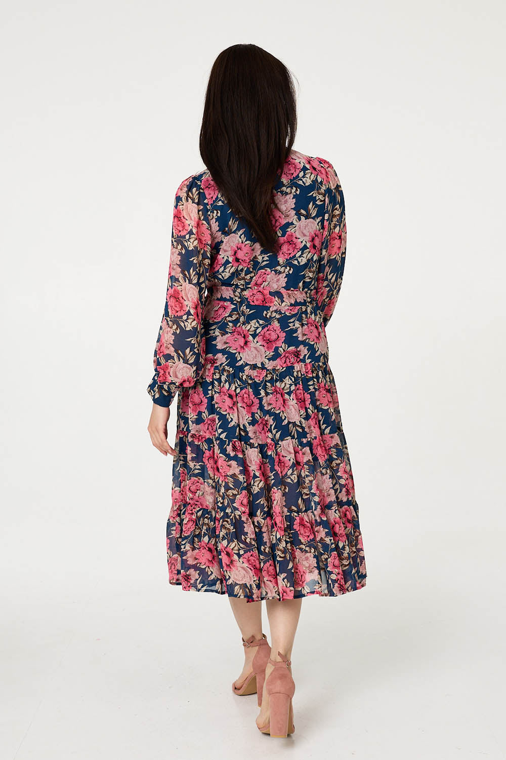 FLORAL TIERED LONG SLEEVE DRESS [PK-8]