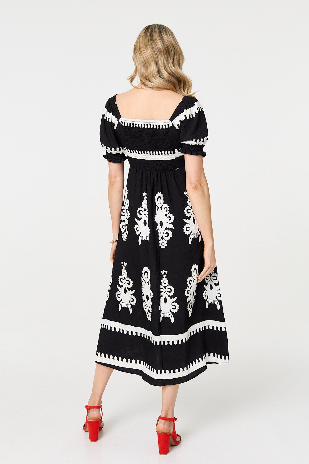PRINTED PUFF SLEEVE TIE FRONT [PK-8]