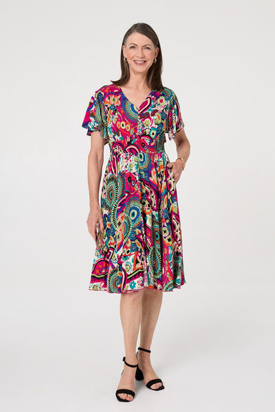 KNEE LENGTH MULTI PINK DRESS