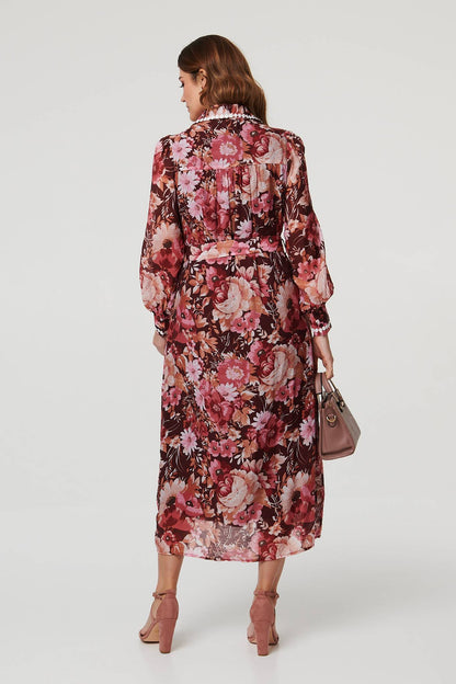 FLORAL LACE TRM BELT MAXI DRESS [PK-8]