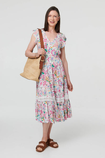 FLORAL PRINTED LACE DRESS [PK-8]