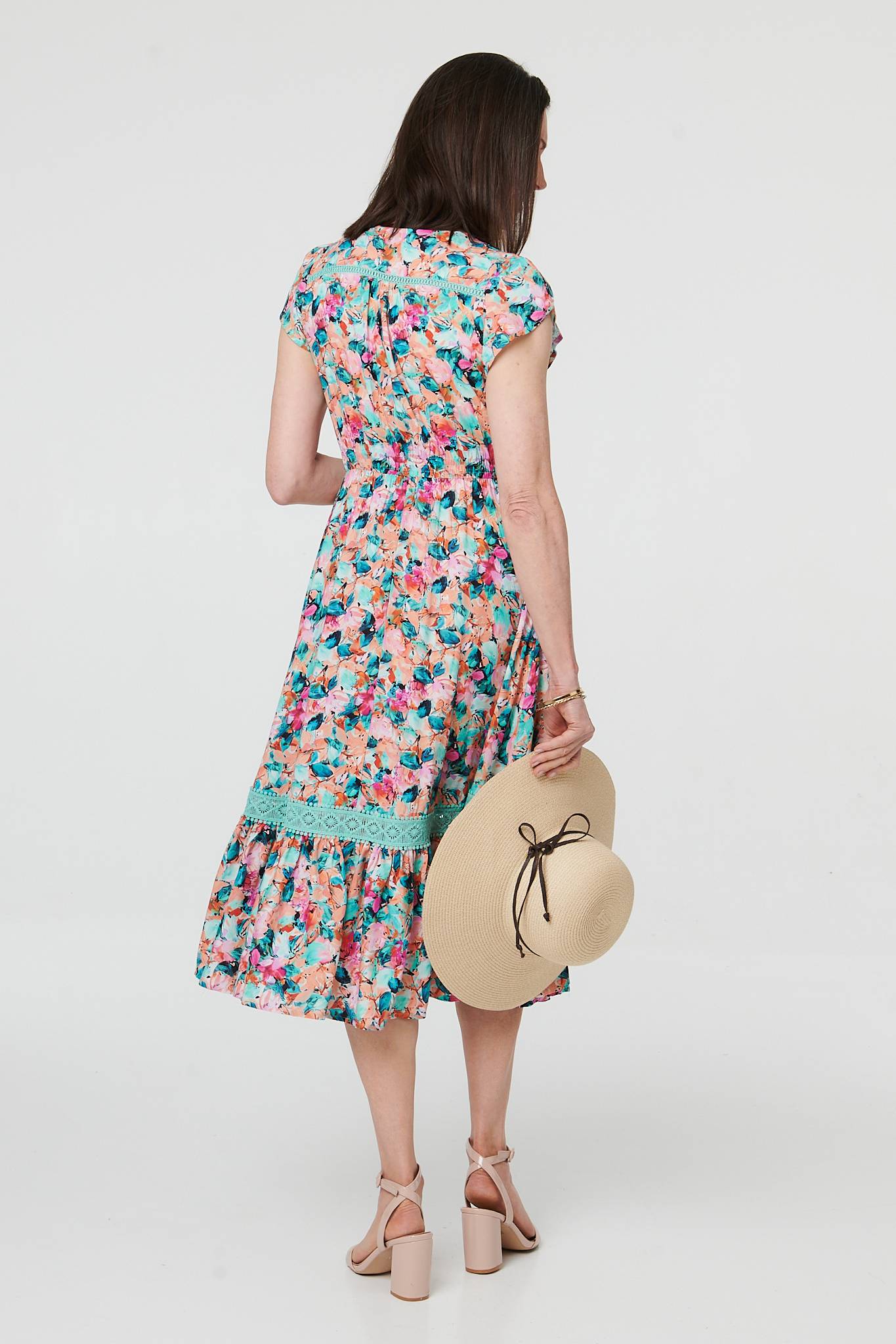 FLORAL CAP SLEEVE LACE DRESS