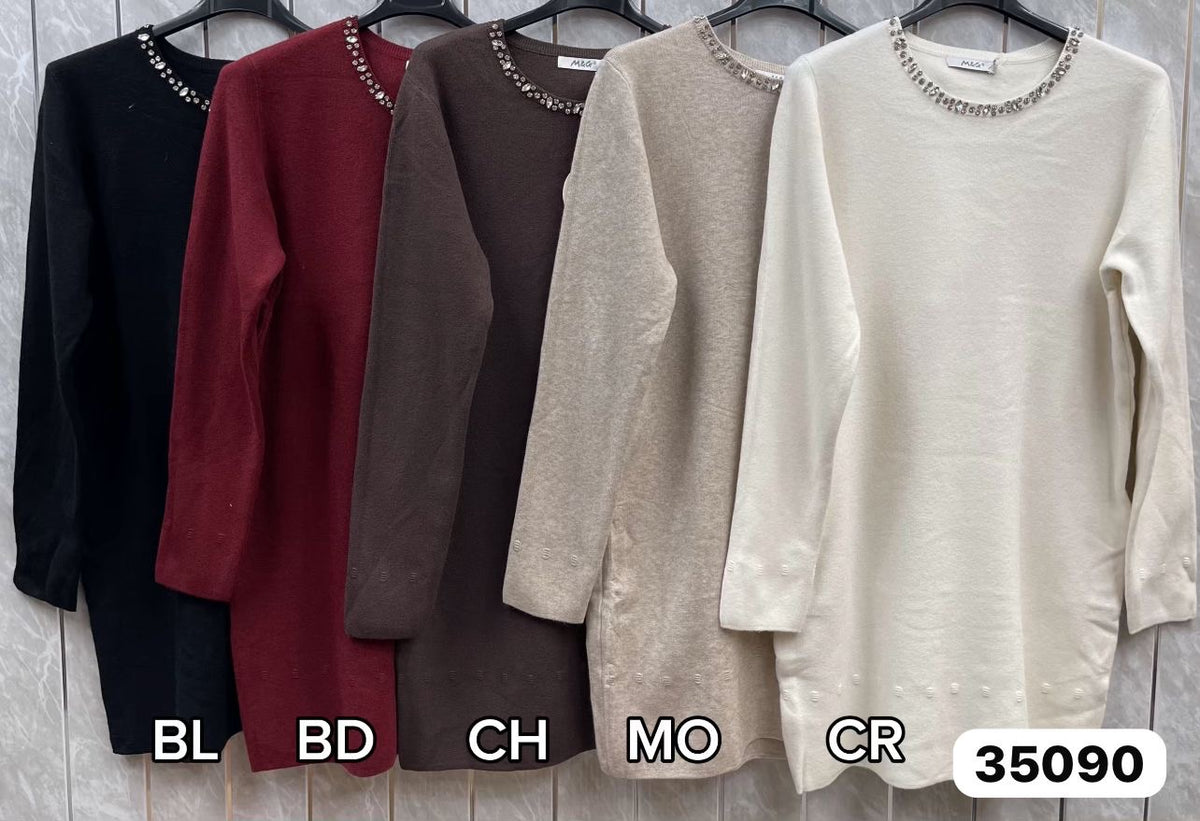 LONG SLEEVE DIAMOND NECK DRESS