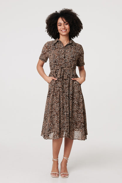 SHORT SLEEVE ANIMAL PRINT DRESS [PK-8]