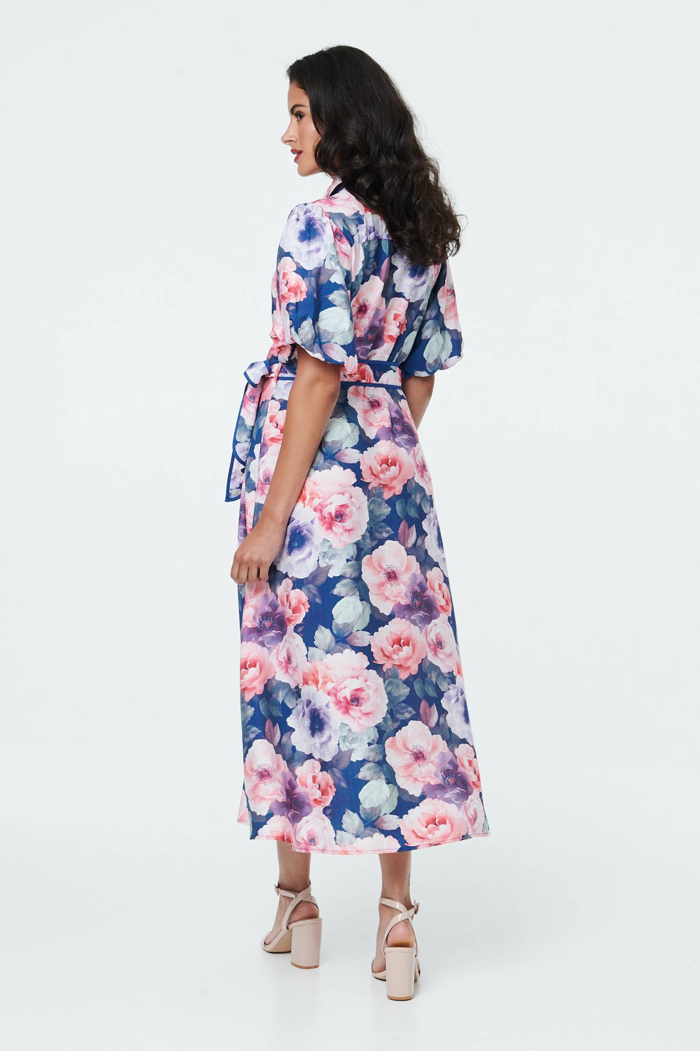 FLORAL 1/2 PUFF SLEEVE DRESS [PK-8]