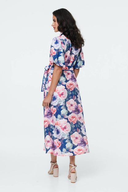 FLORAL 1/2 PUFF SLEEVE DRESS [PK-8]