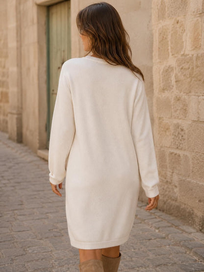LONG SLEEVE GOLD BUTTON DRESS