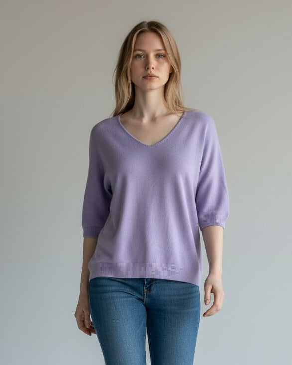 V-NECK RIBBED JUMPER