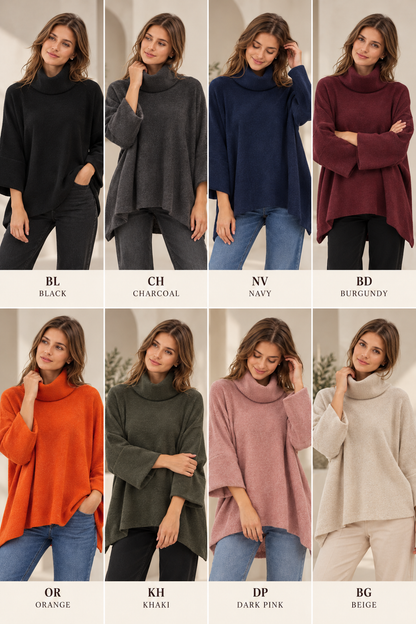 COWL NECK FOLDED SLEEVE JUMPER