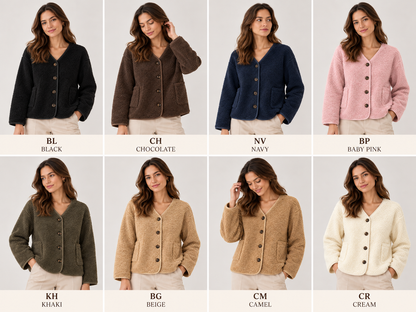 TEDDY FLEECE BUTTONED JACKET