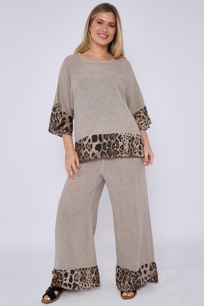 WASHED LINEN LEOPARD PRINT TOP