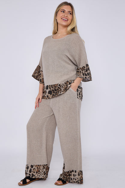 WASHED LINEN LEOPARD PRINT TOP