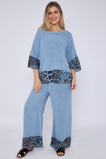 WASHED LINEN LEOPARD PRINT TOP
