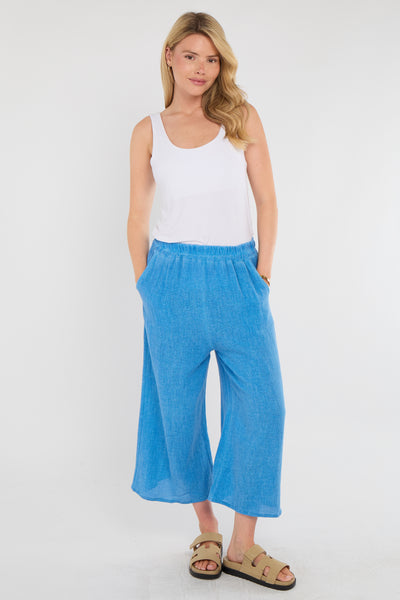 WASHED LINEN  POCKET CROP TROUSERS