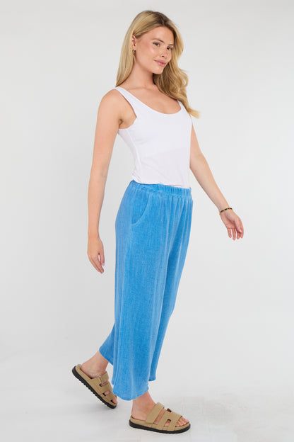 WASHED LINEN CROP TROUSERS