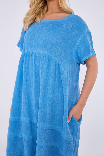 WASHED LINEN SIDE POCKET DRESS