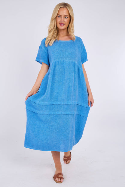 WASHED LINEN SIDE POCKET DRESS