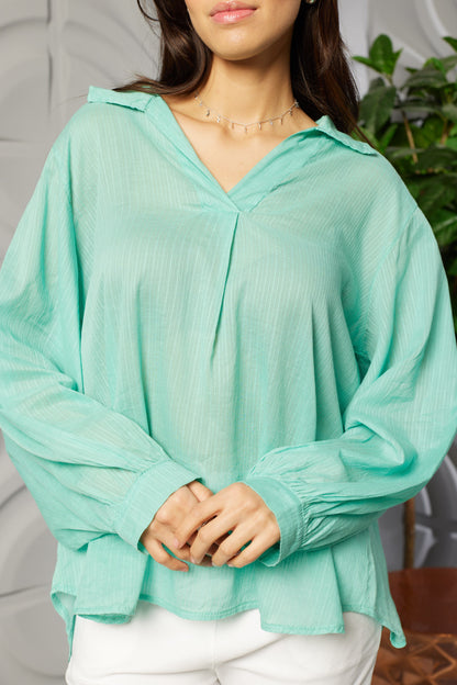 V-NECK STRIPE COTTON TOP