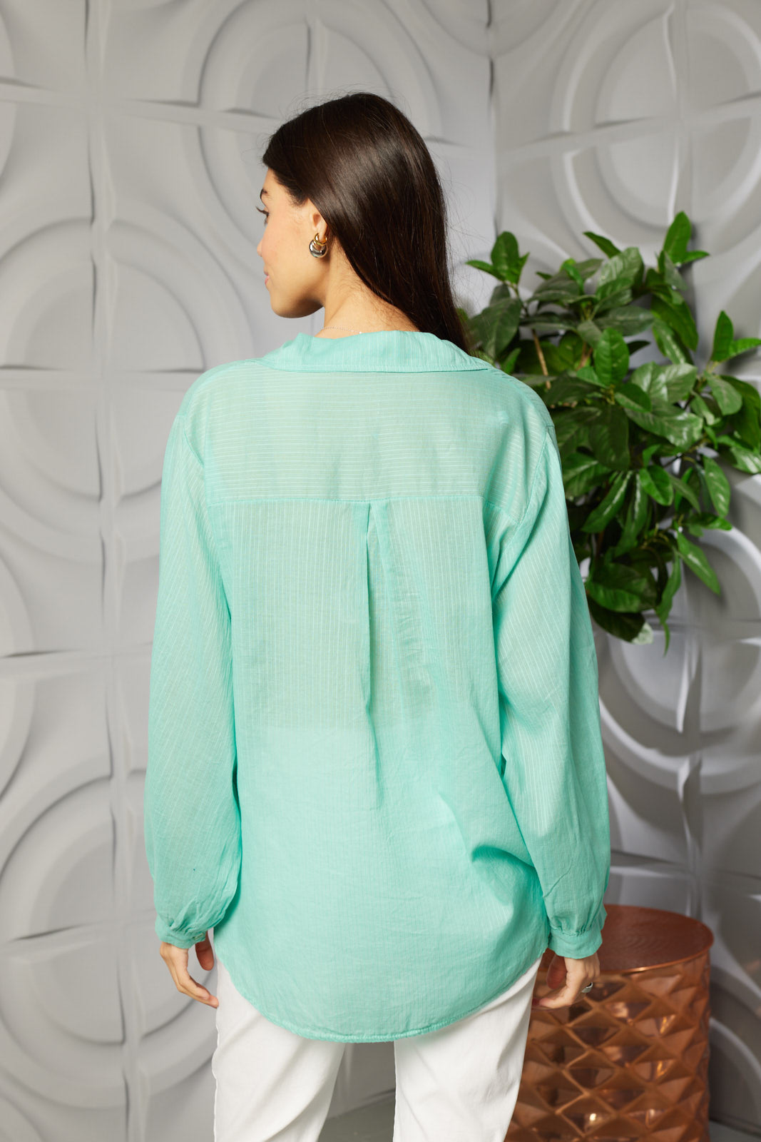 V-NECK STRIPE COTTON TOP