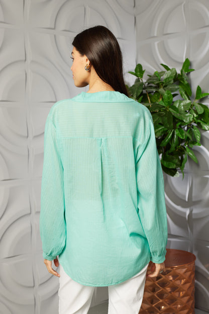 V-NECK STRIPE COTTON TOP