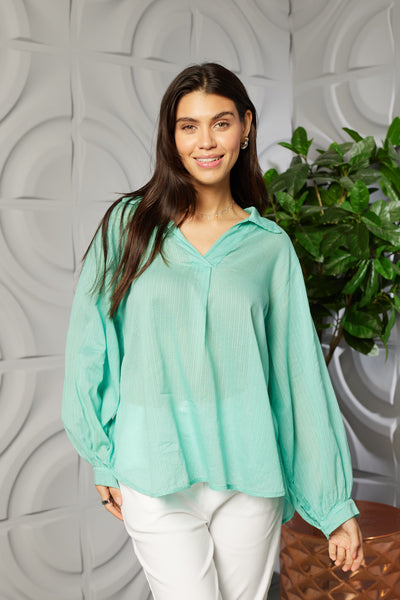 V-NECK STRIPE COTTON TOP