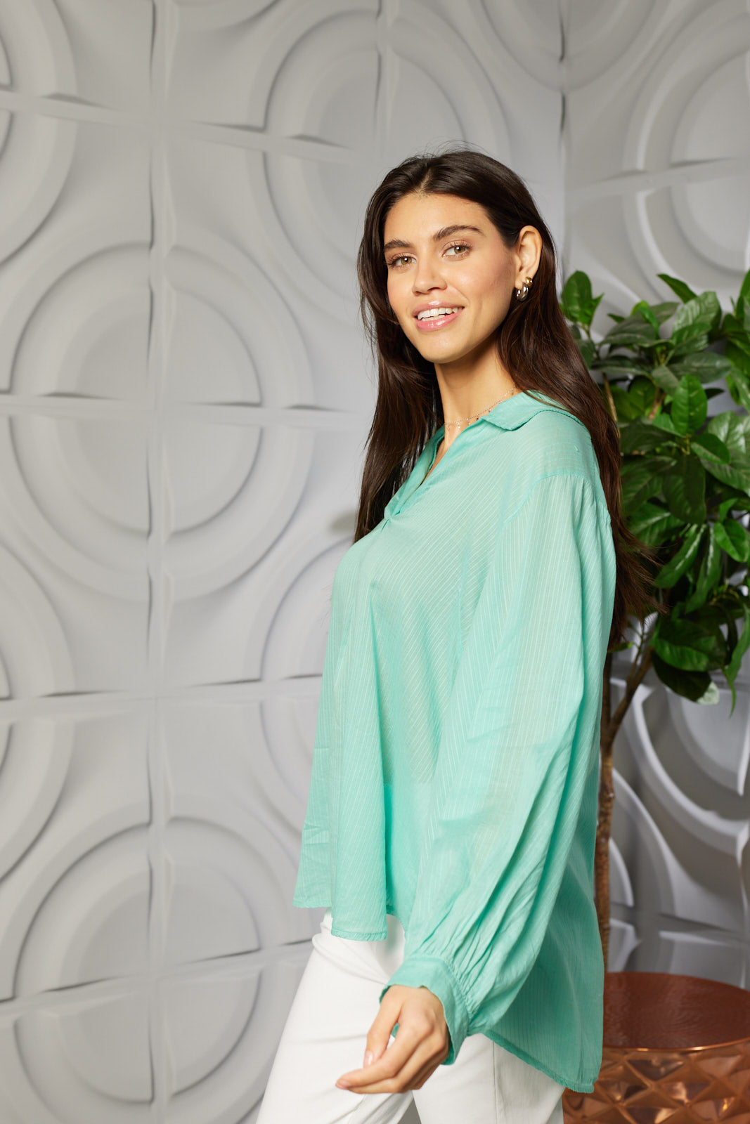V-NECK STRIPE COTTON TOP