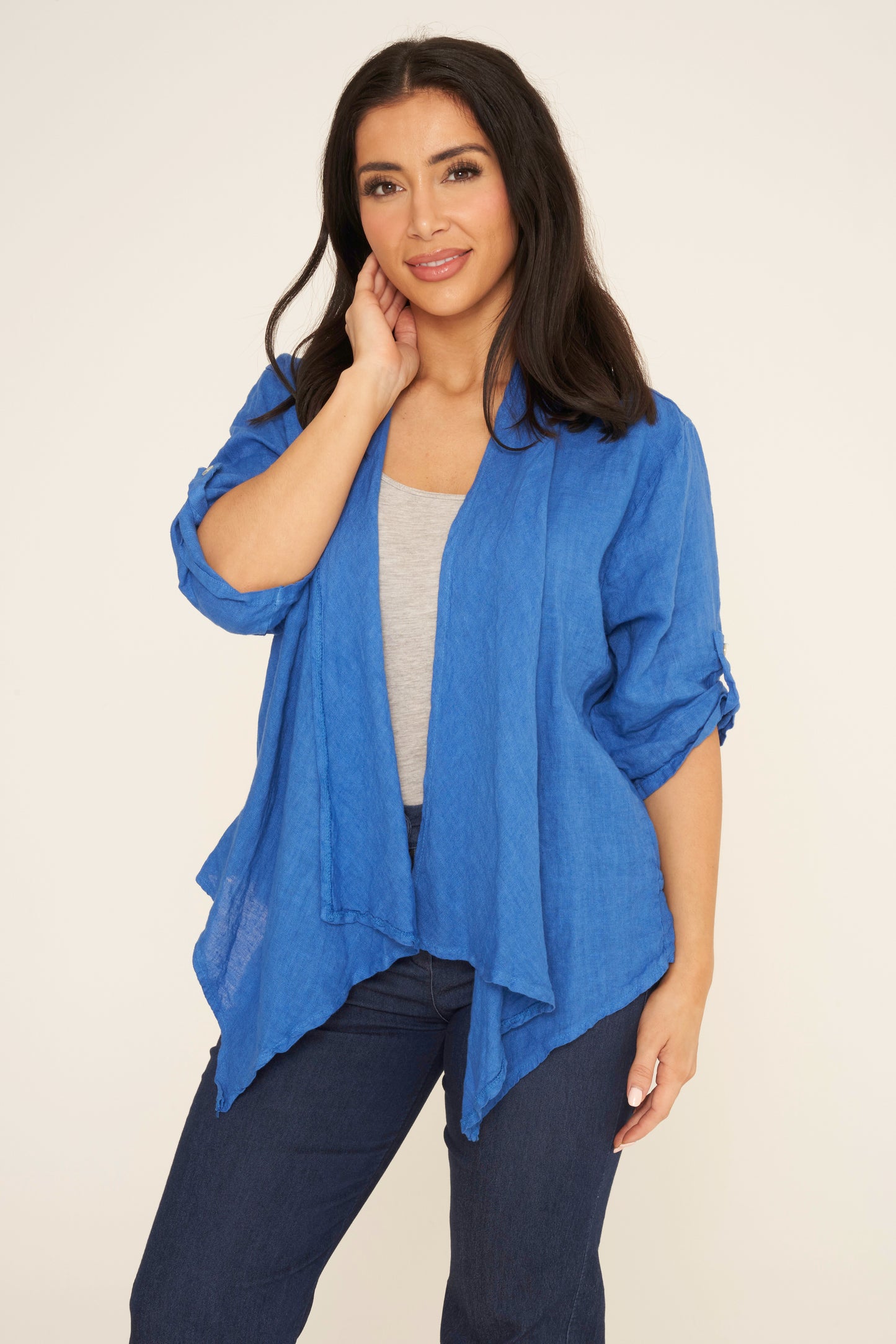 LINEN SHRUG WITH BUCKLES