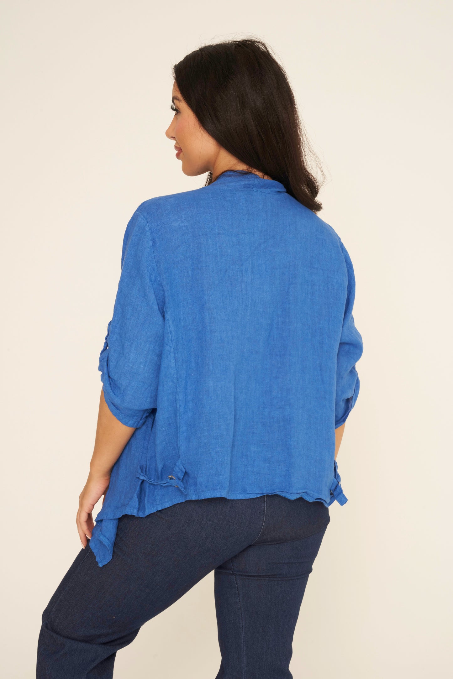 LINEN SHRUG WITH BUCKLES