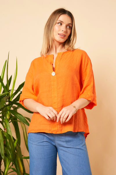 LINEN BUTTON TOP