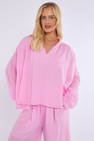 V-NECK COTTON LINED TOP