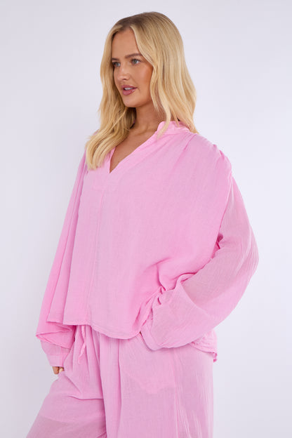 V-NECK COTTON LINED TOP