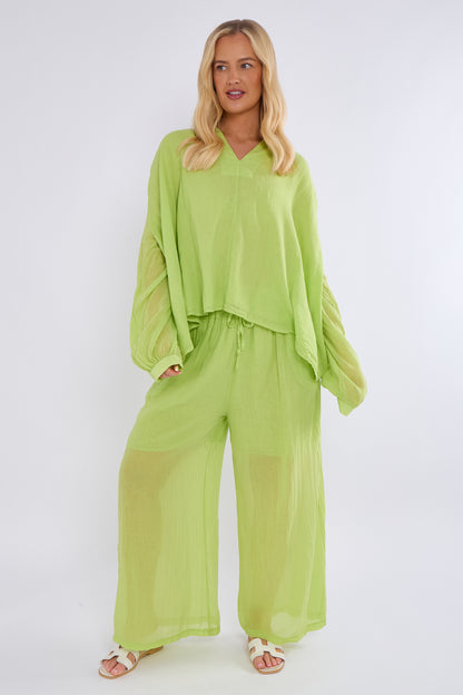 V-NECK COTTON LINED TOP