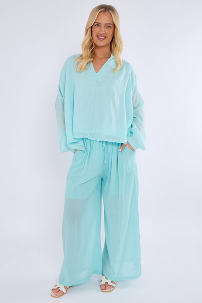 V-NECK COTTON LINED TOP