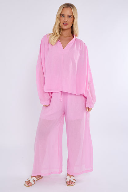 V-NECK COTTON LINED TOP