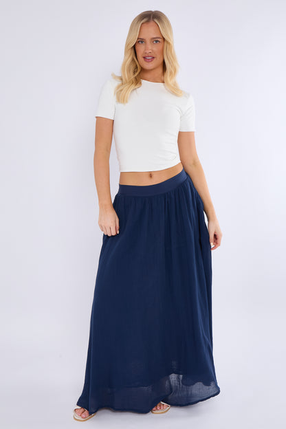 FULLY LINED ELASTICATED WAIST SIDE POCKETS COTTON SKIRTS