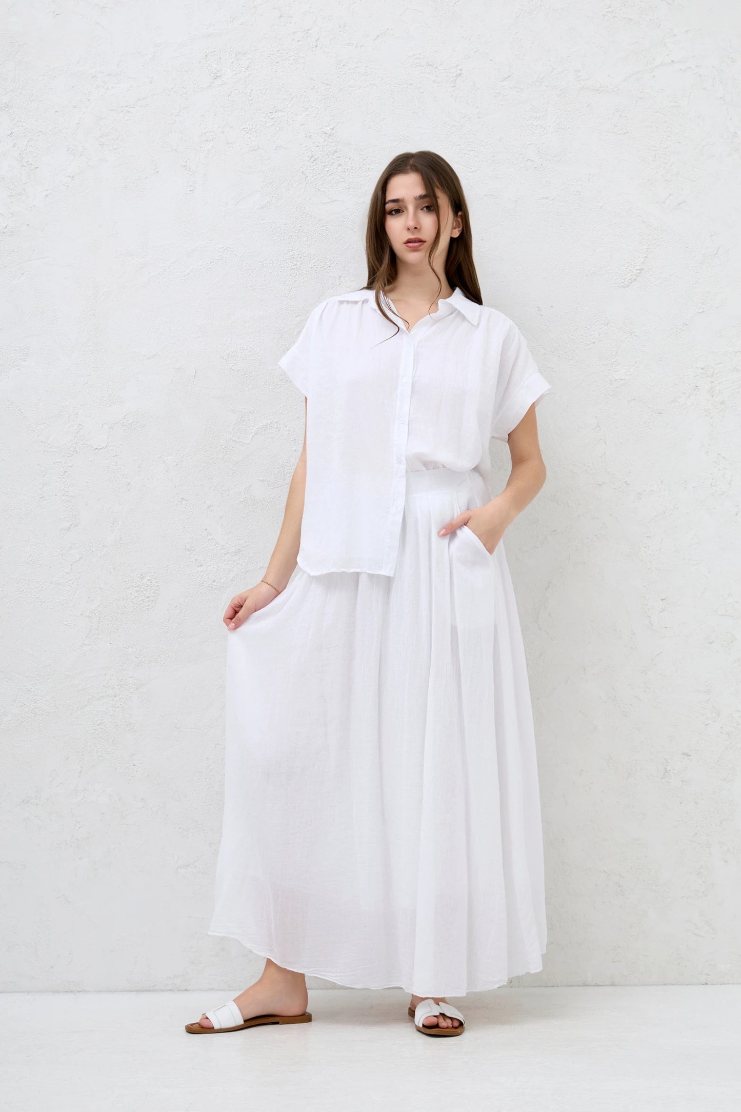FULLY LINED ELASTICATED WAIST SIDE POCKETS COTTON SKIRTS