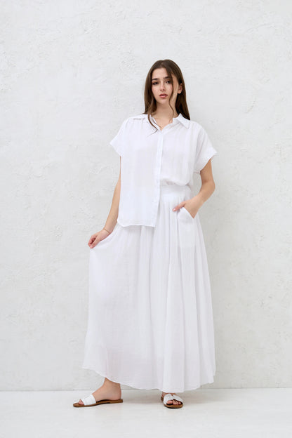 FULLY LINED ELASTICATED WAIST SIDE POCKETS COTTON SKIRTS