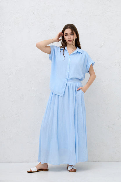 FULLY LINED ELASTICATED WAIST SIDE POCKETS COTTON SKIRTS