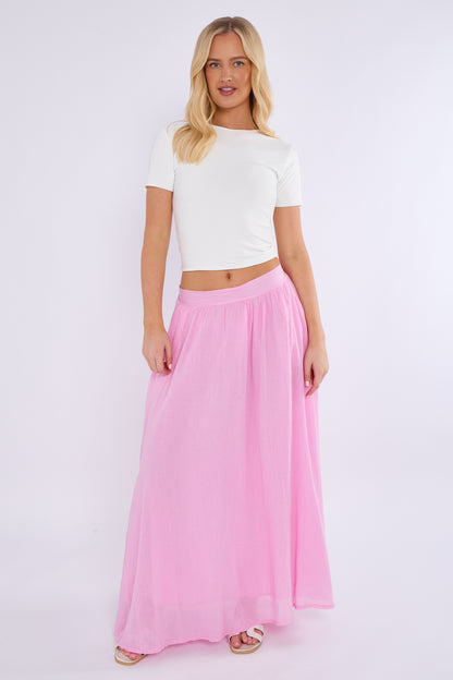 FULLY LINED ELASTICATED WAIST SIDE POCKETS COTTON SKIRTS