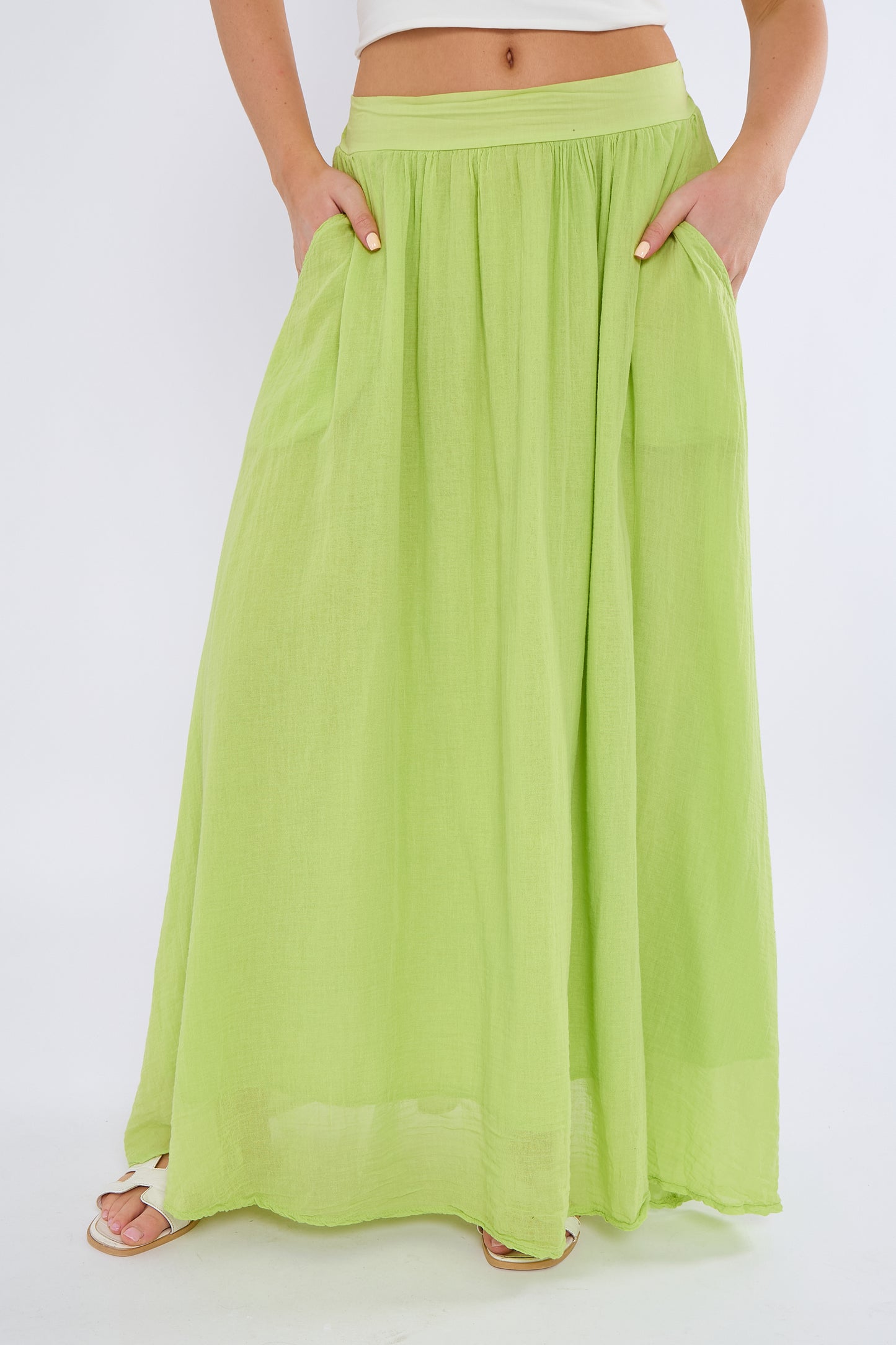 FULLY LINED ELASTICATED WAIST SIDE POCKETS COTTON SKIRTS