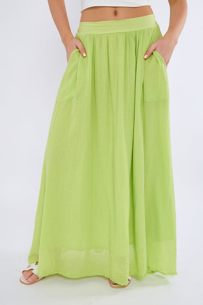 FULLY LINED ELASTICATED WAIST SIDE POCKETS COTTON SKIRTS