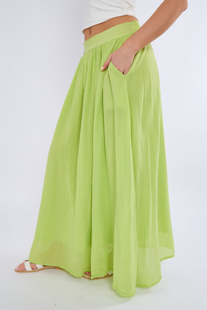 FULLY LINED ELASTICATED WAIST SIDE POCKETS COTTON SKIRTS